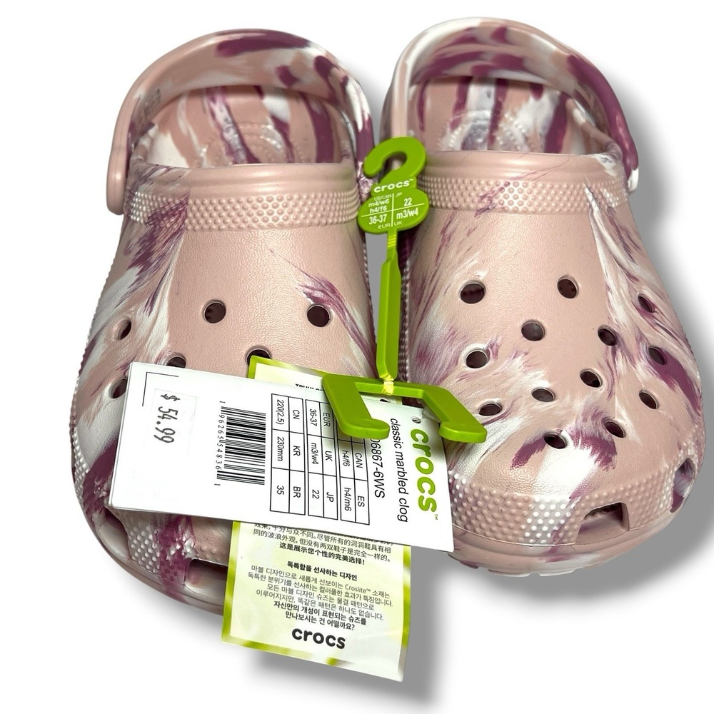 NEW Crocs Classic Pink Marbled Tie-Dye Clog Quartz/Multi Men's 4, Women's 6 - Picture 2 of 10